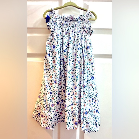 Ro’s Garden EUC Sz 6 Floral Smocked Cotton Dress with Blue Tassels - Picture 3 of 7